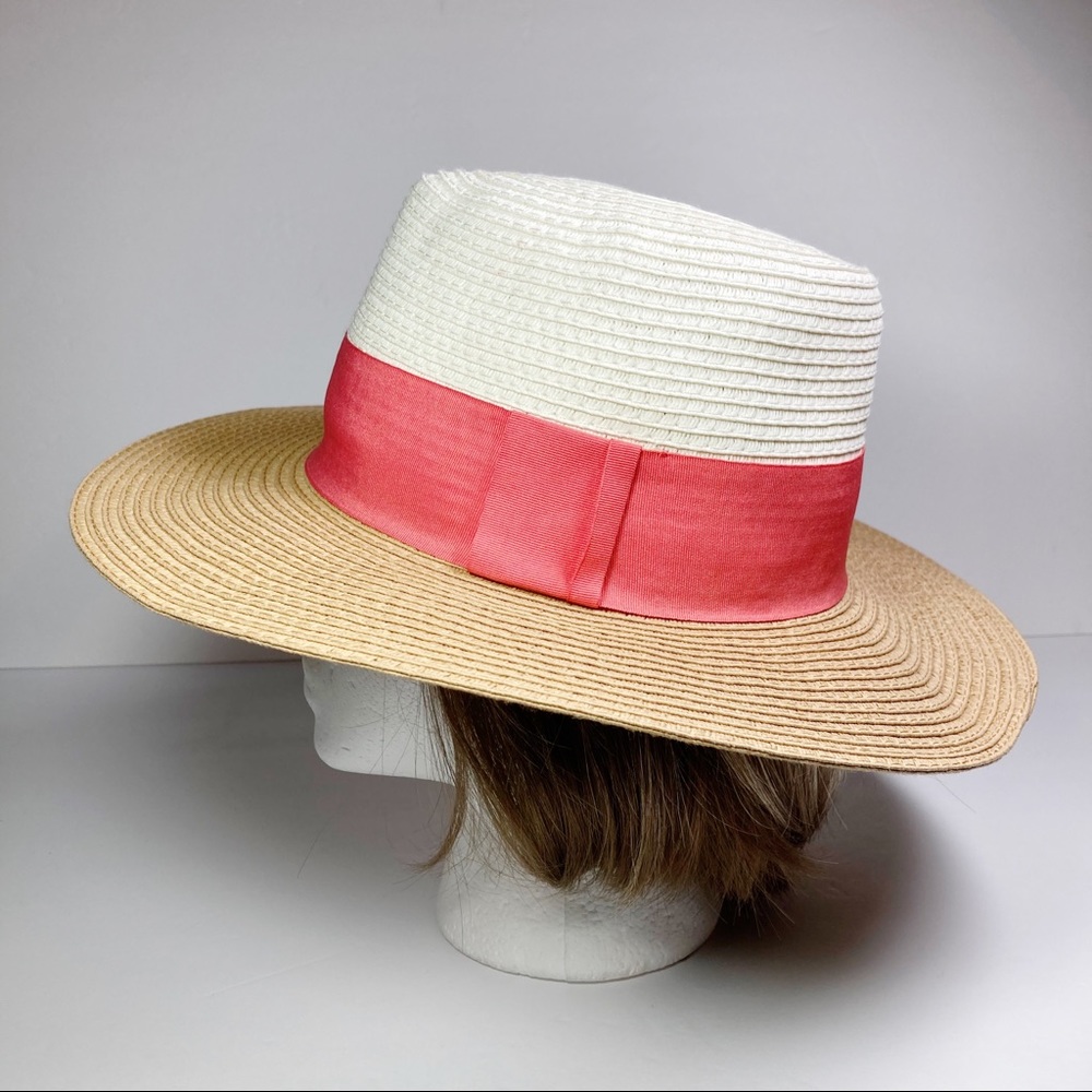 Panema Hat Cream Natural Coral Grosgrain Band NWOT